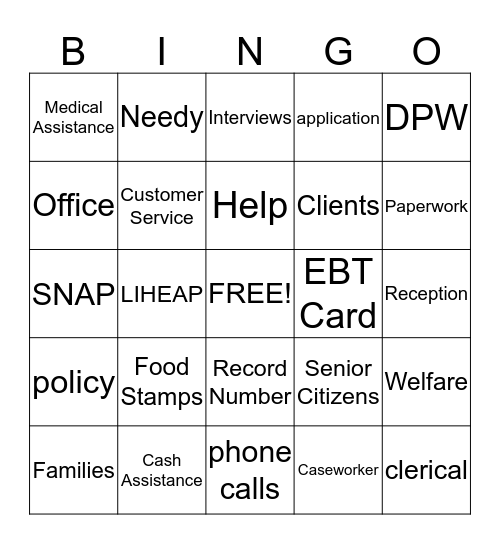 DPW BINGO Card