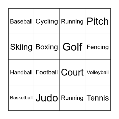 Sports Bingo Card