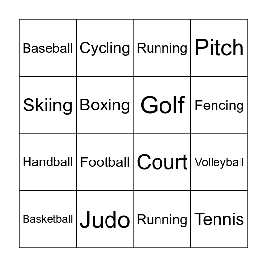 Sports Bingo Card