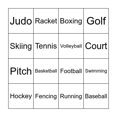 Sports Bingo Card