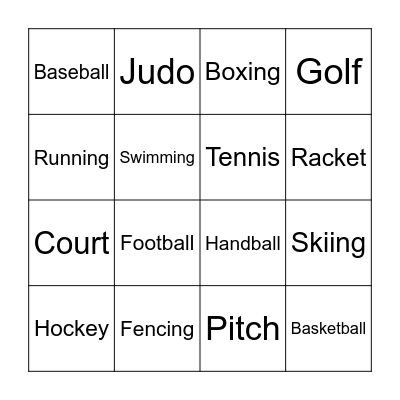 Sports Bingo Card