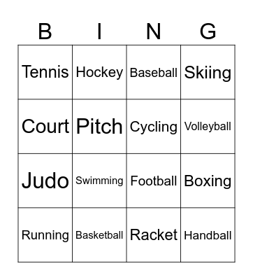 Sports Bingo Card