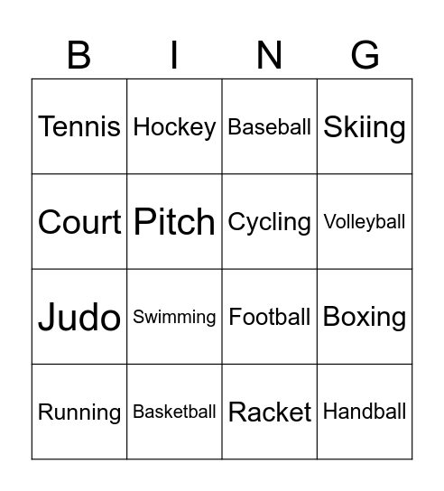 Sports Bingo Card