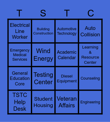 TSTC Bingo Card