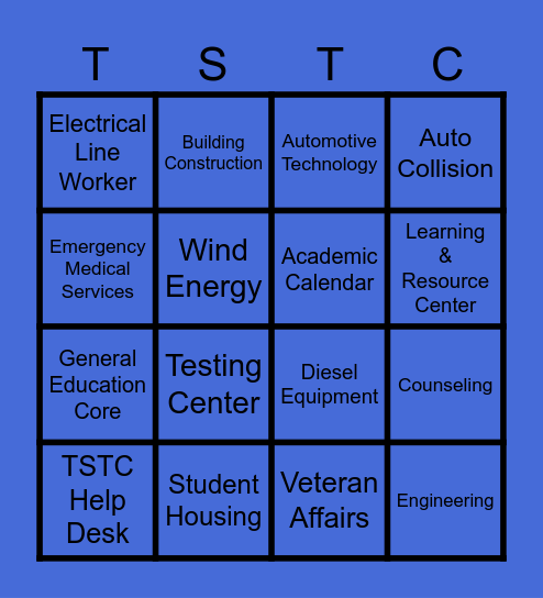 TSTC Bingo Card