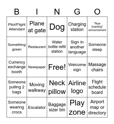 Airport Edition Bingo Card