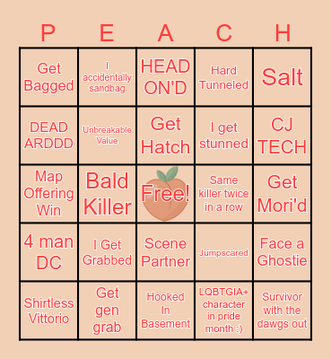 🍑🔪Peach's Bingo🔪🍑 Bingo Card