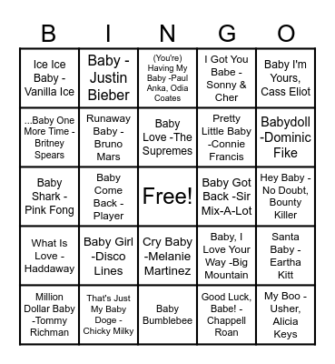 Baby Bingo Card