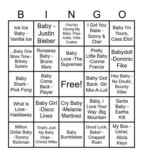 Baby Bingo Card