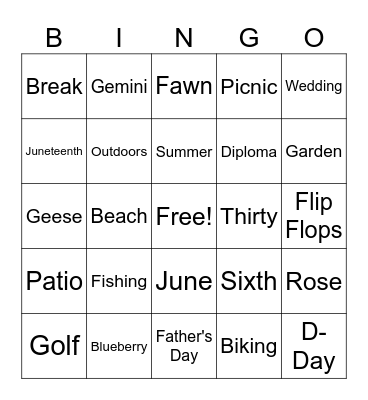 SSCDC June BINGO Card
