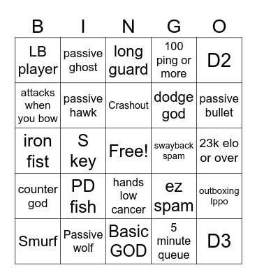 Untitled Bingo Game Bingo Card