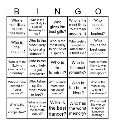 MRS & MRS BINGO Card