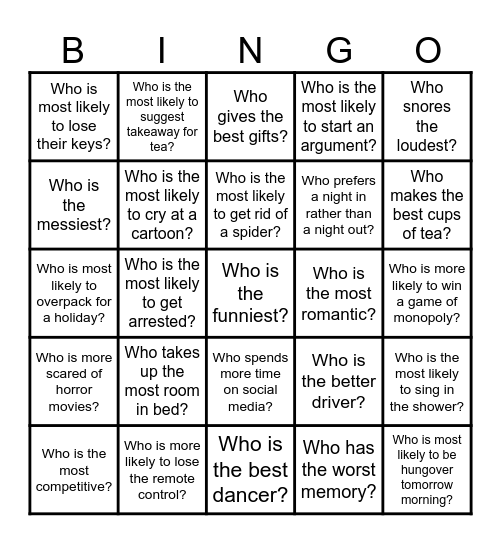 MRS & MRS BINGO Card