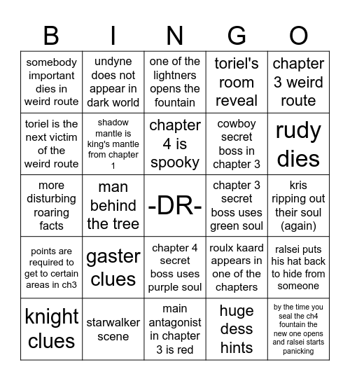 DELTARUNE CHAPTER 3&4 Bingo Card