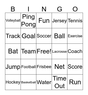 PE Bingo Card