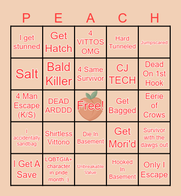 🍑🔪Peach's Bingo🔪🍑 Bingo Card