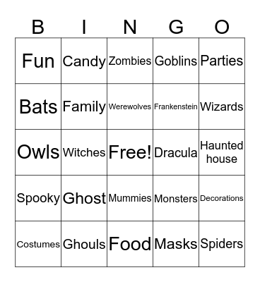 Spookiest Bingo Around! Bingo Card
