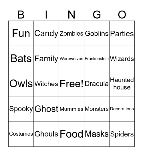 Spookiest Bingo Around! Bingo Card