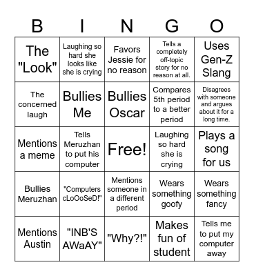 Ms. Maddi Bingo Card