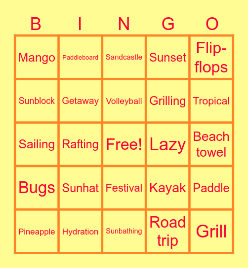 May Pre-Cycle Call - Summer Bingo Card