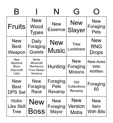 Foraging trailer bingo Card