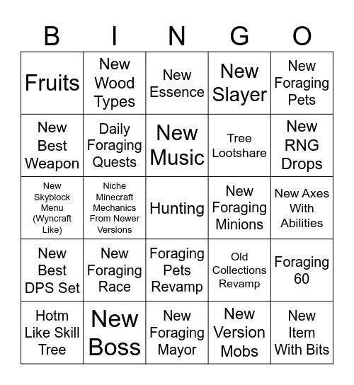 Foraging trailer bingo Card