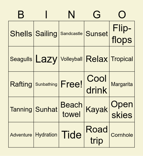 Summer Bingo Card