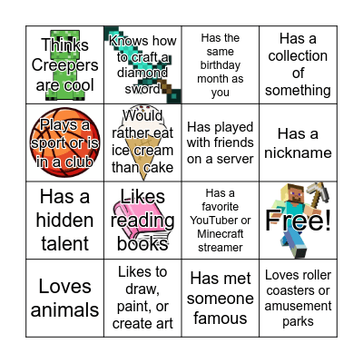 Friend Finder Bingo Card