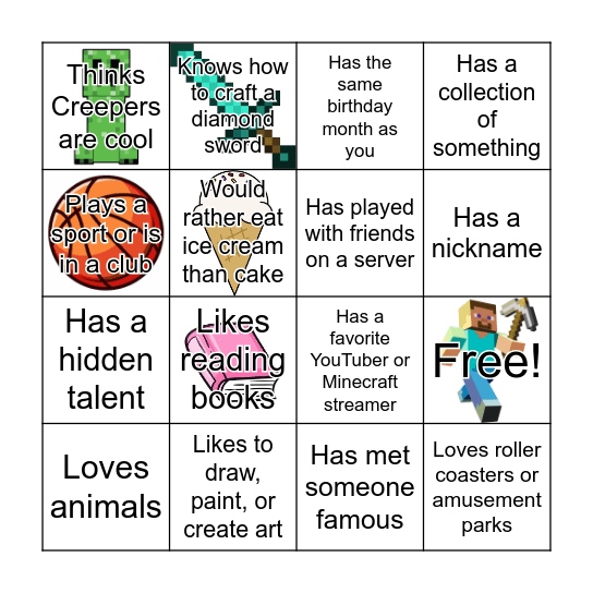 Friend Finder Bingo Card