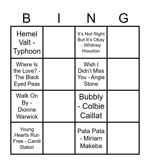 Fiens Birthday Bingo Card