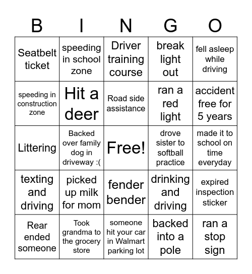 Insurance BINGO Card