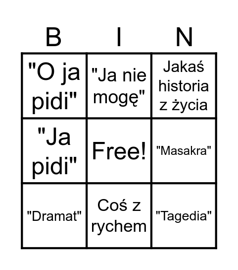 Sandra Bingo Card