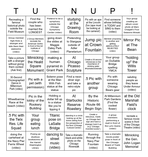 Twix Chicago Photo-Scavenger Hunt Bingo Card