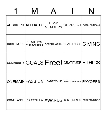 ONEMAIN BINGO Card