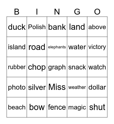 Review Day Bingo Card