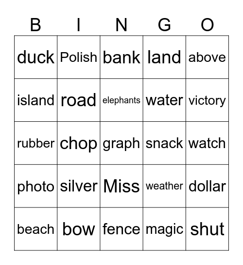 Review Day Bingo Card