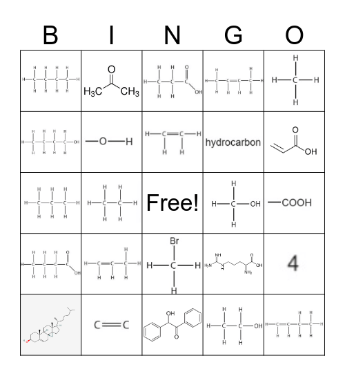 Organic Chemistry Bingo Card