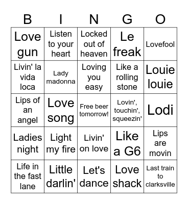 Letter L Bingo Card
