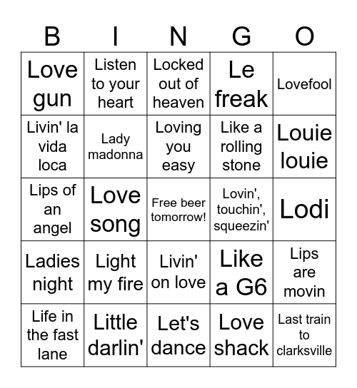 Letter L Bingo Card