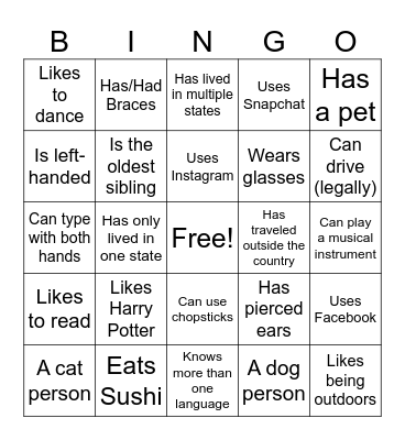 Girls Who Code Icebreaker Bingo Card