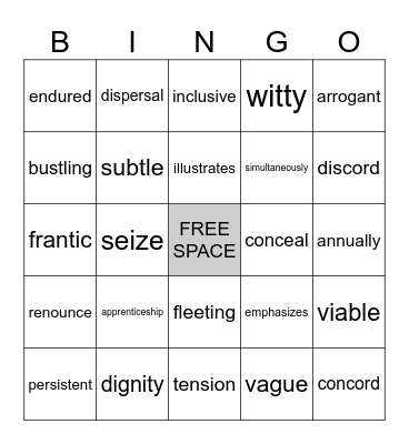 Untitled Bingo Card