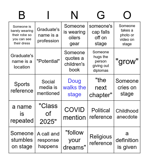 Convocation 2025 Bingo Card
