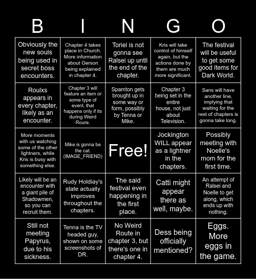 DeltaBingo. Bingo Card