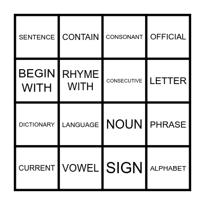 ENGLISH FUN FACTS BINGO Card