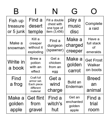 Ultimate Minecraft Bingo Card