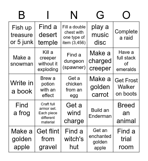 Ultimate Minecraft Bingo Card