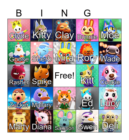 Animal Crossing Bingo Card