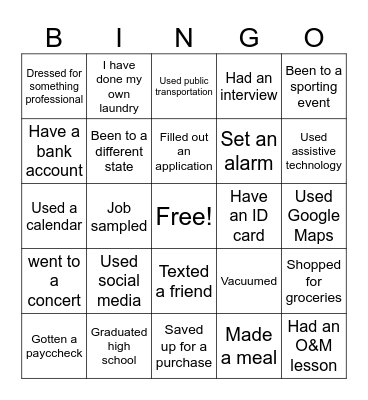YES BINGO Card