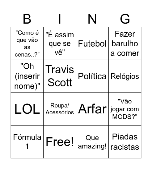 Bingo do Daniel Bingo Card