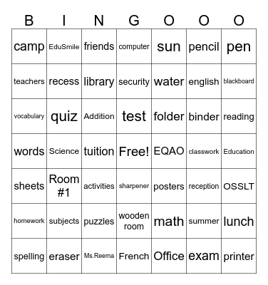 Bingo Fun! Bingo Card